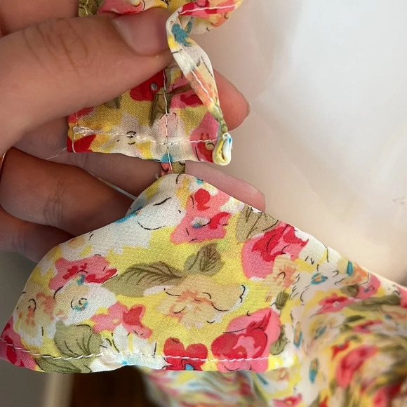 Anthropologie X If By Sea Yellow Floral Ruffle Sleeve Dress Size Medium - Picture 3 of 10